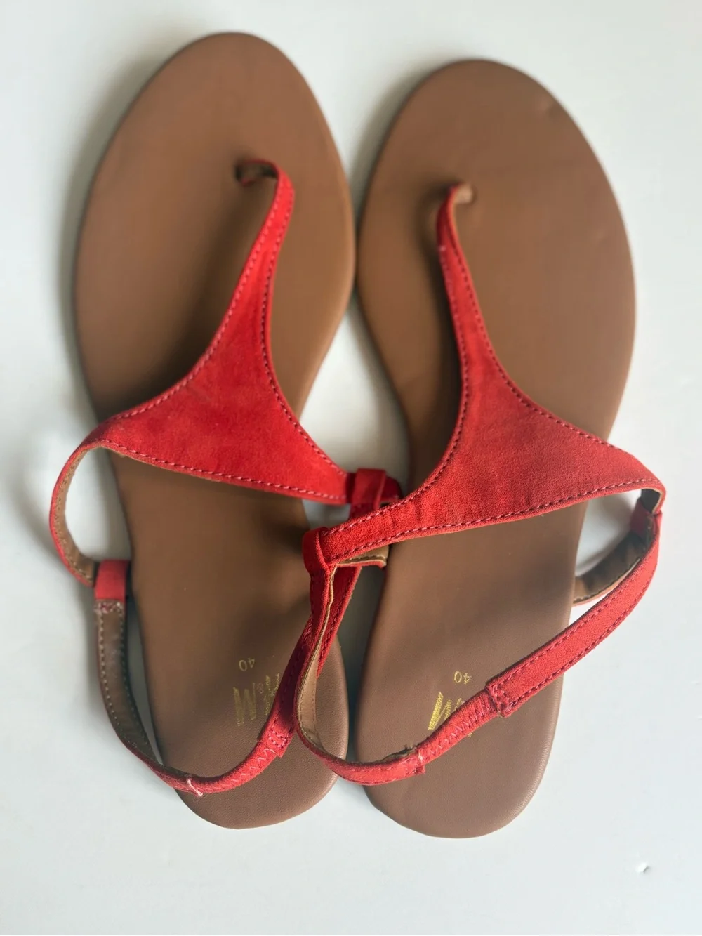 H&M Red/Orange T-Strap Slingback Sandals